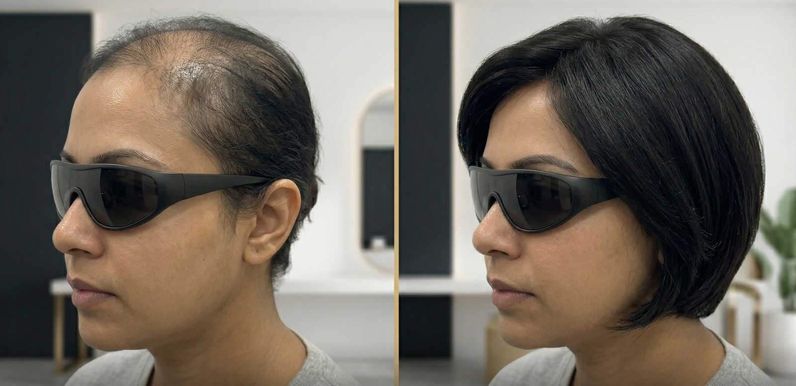 Female Hair Topper Before and After